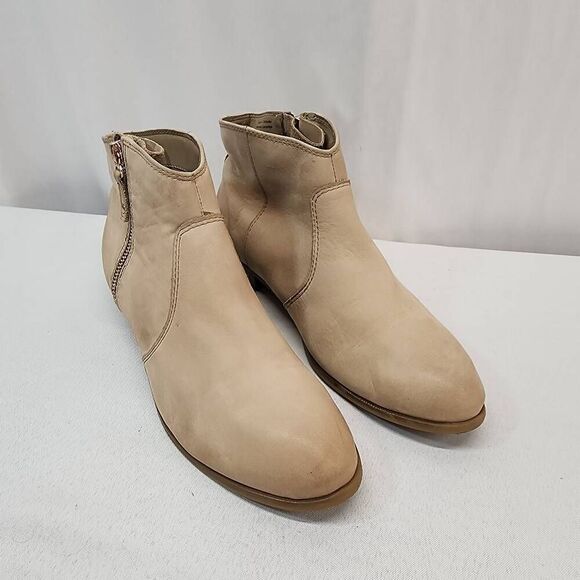 Aldo Size 8.5 Leather Tan Almond Toe Size Zipper Ankle Bootie Leather - Picture 1 of 8